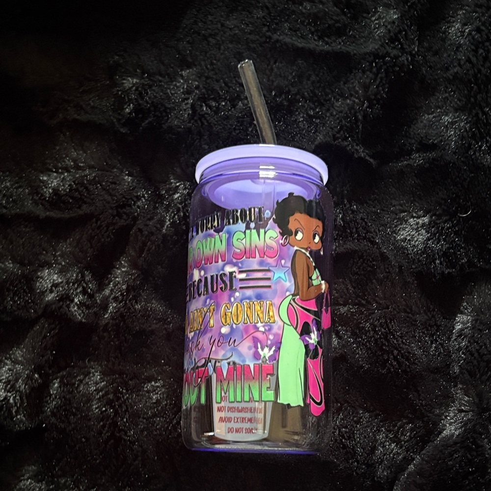 Purple Party Tumbler with Straw